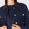 Veste en denim avec simili cuir