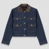 Veste en denim avec simili cuir