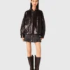 Veste en simili cuir craquelé