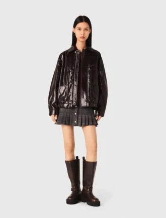 Veste en simili cuir craquelé