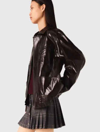 Veste en simili cuir craquelé