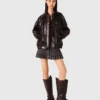 Veste en simili cuir craquelé