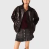 Veste en simili cuir craquelé