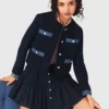 Veste en tweed avec bordures en denim