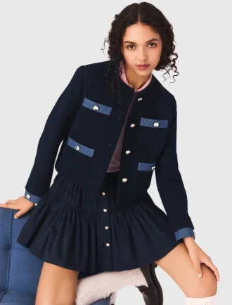 Veste en tweed avec bordures en denim