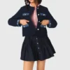 Veste en tweed avec bordures en denim