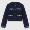 Veste en tweed avec bordures en denim